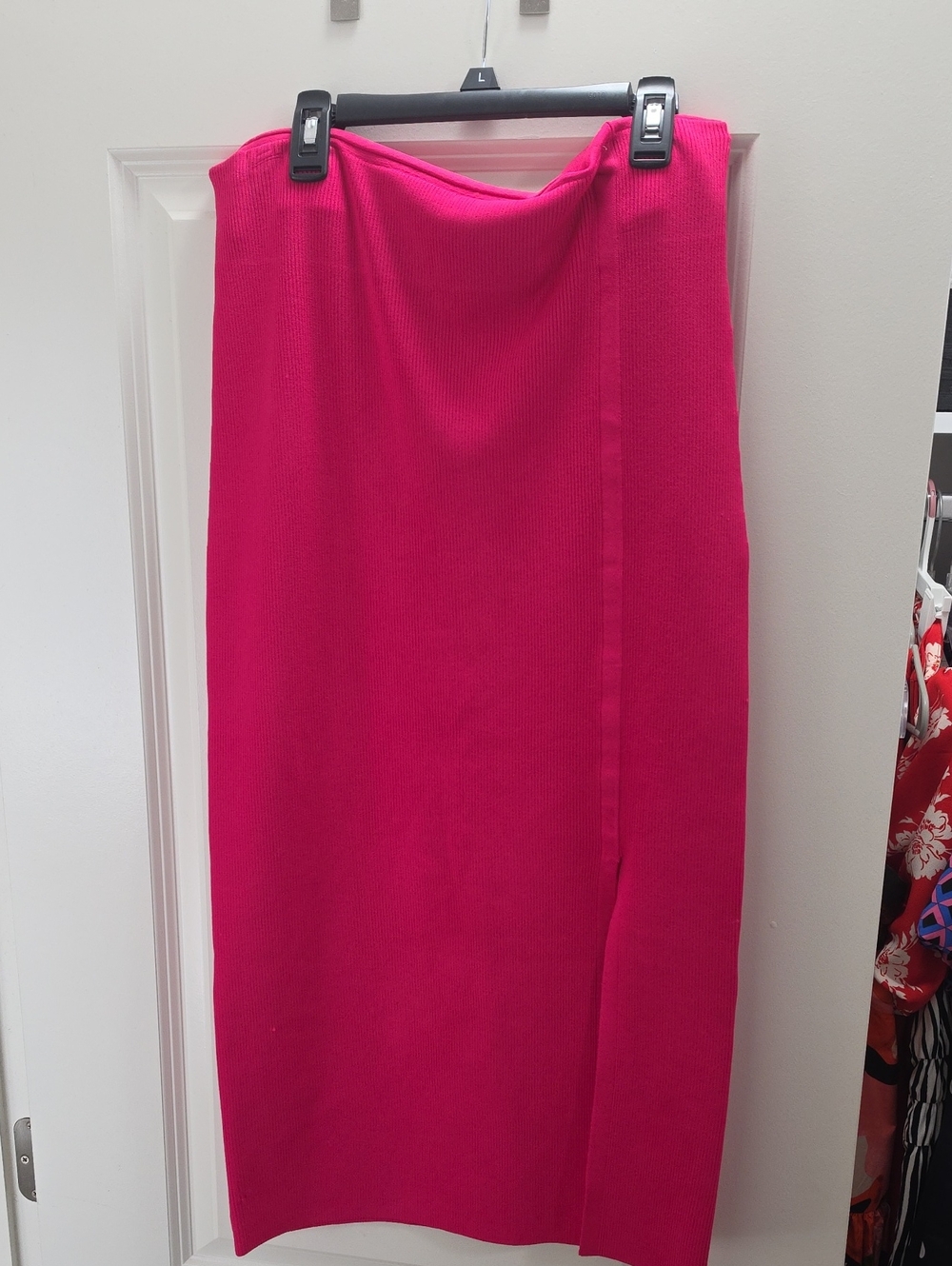 Express Hot Pink Ribbed Pencil Skirt